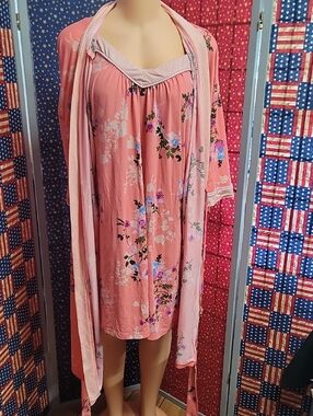 Pink Floral Sleep Dress with Matching Robe